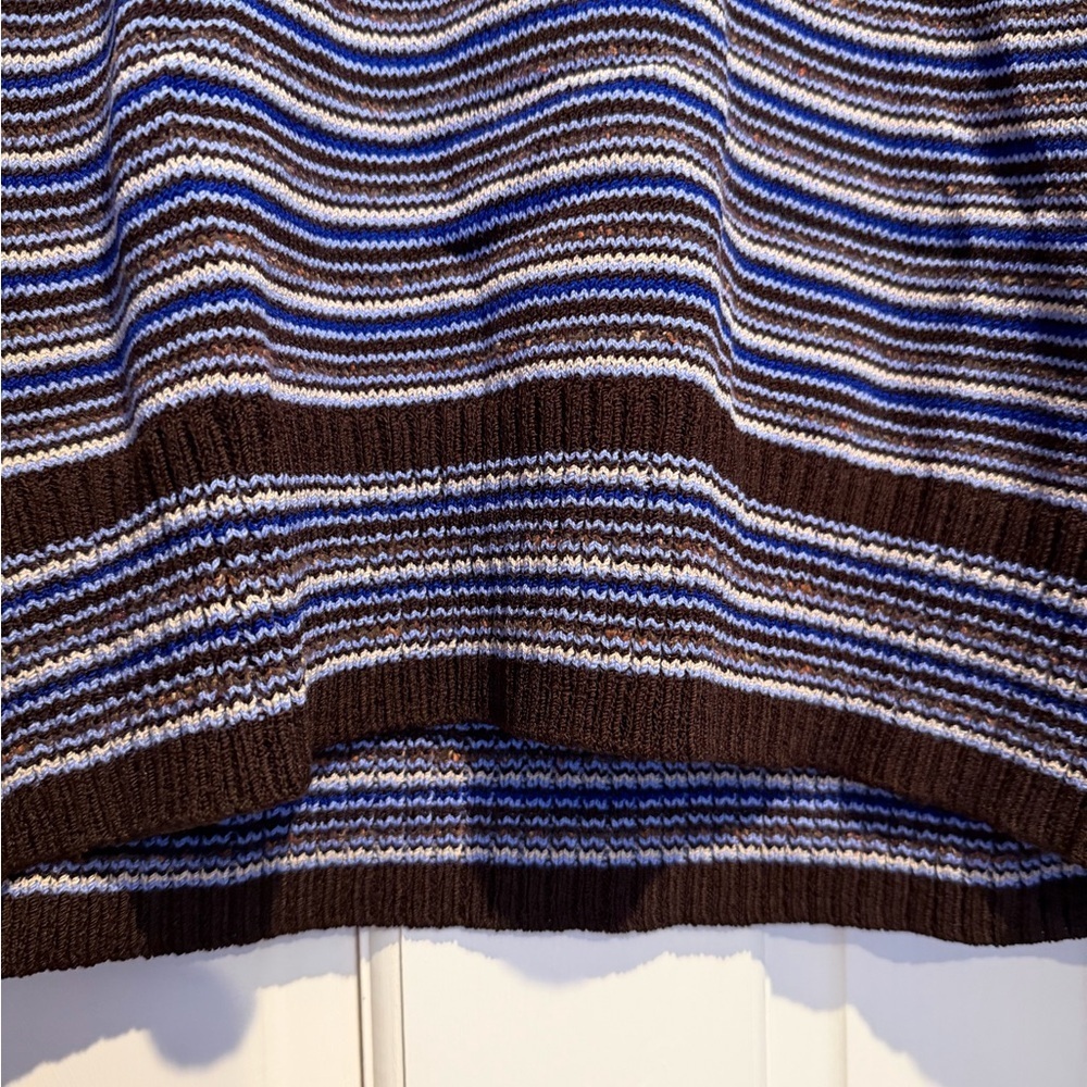 St John Sport Striped Cowl Neck Sweater - Blue and Brown - Picture 2 of 9